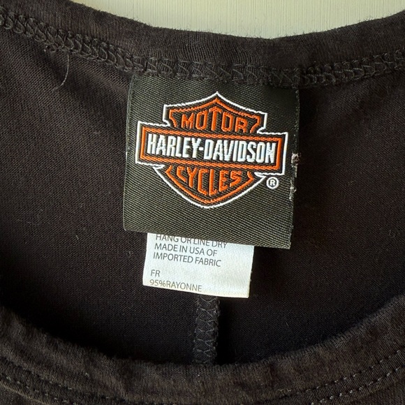 Harley-Davidson Bling Short Sleeve Tee w/Wings Race #1 Cold Shoulder Scoop Neck - Picture 5 of 6